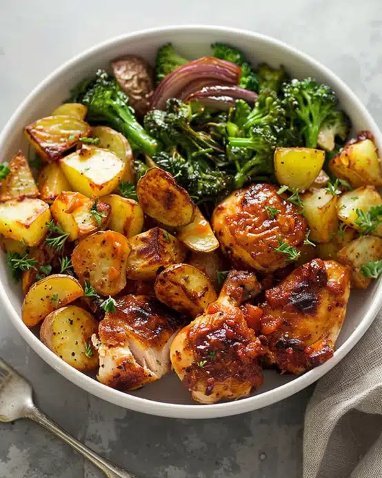 Skinny Chicken and Roasted Potato Bowl
