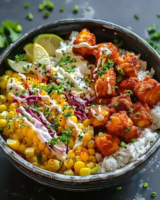 Street Corn Hähnchen Reis Bowl