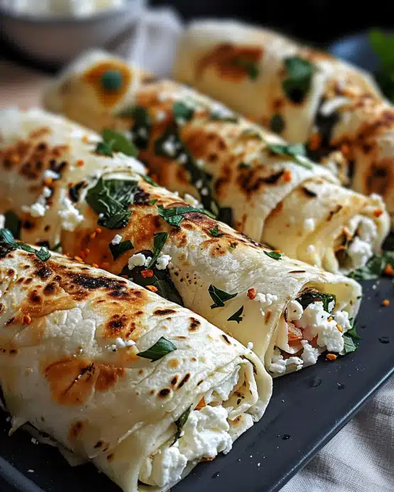 Tortilla-Rollen mit Feta