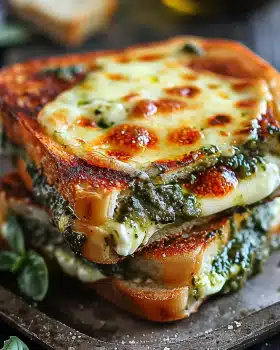 Croque-Monsieur Méditerranéen : Fondant à la Mozzarella et Pesto