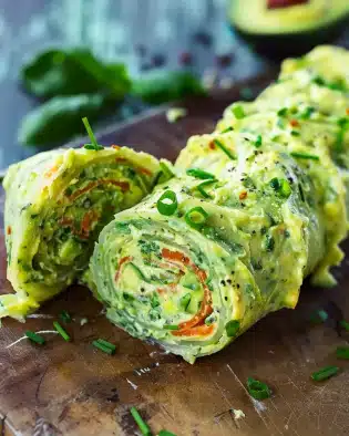 Gesunde Gemüserolle mit Avocadocreme