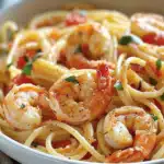 Spaghetti mit Garnelen in Frischkäsesauce