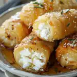 Ofen-gebackene Feta-Röllchen mit Chili-Honig