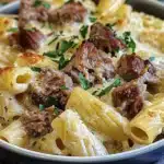 Cremiges Parmesan-Rindfleisch mit Rigatoni Pasta
