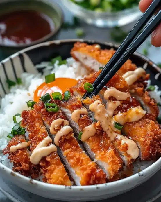 Japanische Katsu-Schalen mit Tonkatsu-Sauce