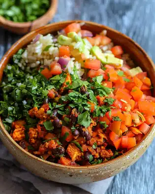 Süßkartoffel Burrito Bowl