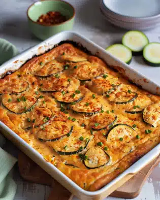 Hähnchenbrust in Frischkäsesoße mit Paprika und Zucchini aus dem Ofen