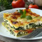 Spinat-Lasagne mit Feta und Tomaten