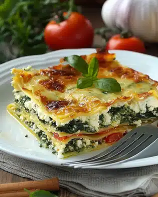 Spinat-Lasagne mit Feta und Tomaten