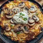 Mozzarella Rösti mit Zwiebel-Pilzrahmsoße