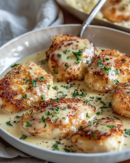 Cremiges Parmesan-Hühnchen mit Frischkäse