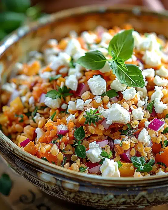 Orientalischer Rote Linsen Salat mit Feta