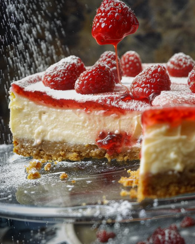 Erdbeer Cheesecake mit Keksboden