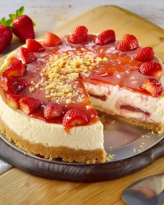 Erdbeer Cheesecake mit Keksboden