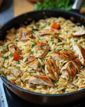 One Pot Orzo Pasta mit Hähnchen