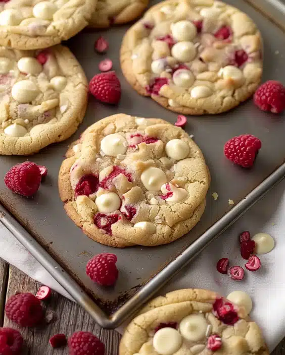 Weiße Schokoladen-Himbeer-Cookies