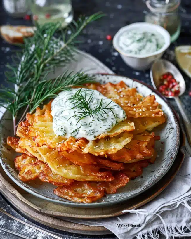 Kartoffelspalten mit Gurkendip