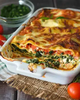 Spinatlasagne mit Feta und Tomaten