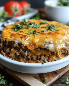 Low Carb Cheeseburger-Auflauf mit Hackfleisch