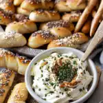 Mini Laugenkonfekt mit Zwiebel-Dip