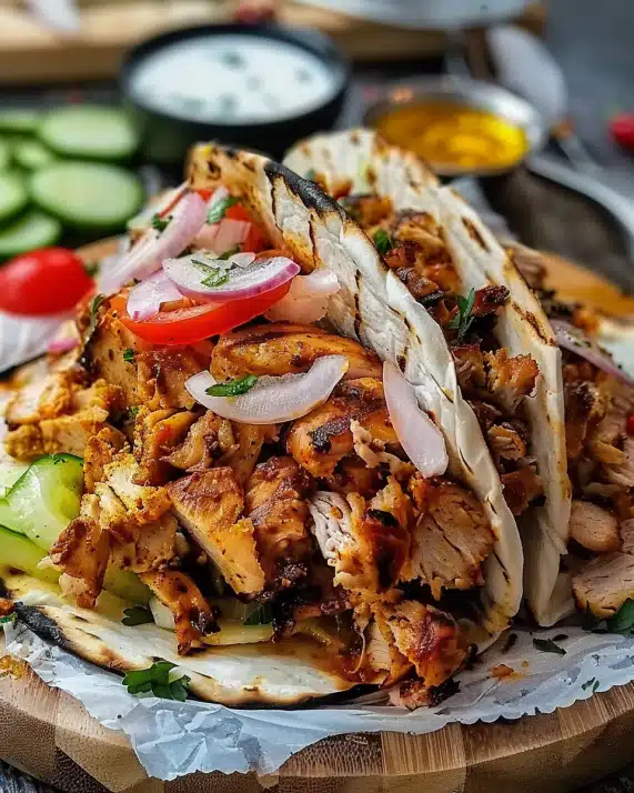 Geröstetes Hähnchen Shawarma Gyros