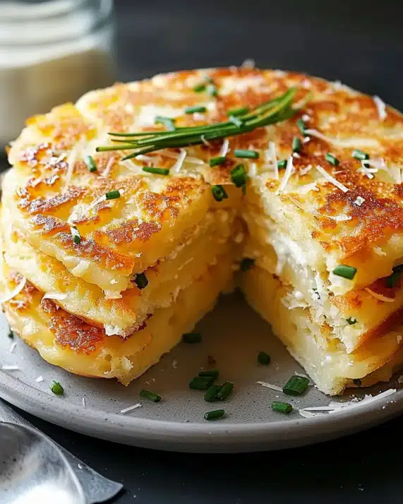 Käse und Schnittlauch Pfannkuchen