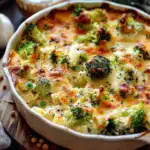 Brokkoli Hähnchen Auflauf mit Frischkäse und Mozzarella