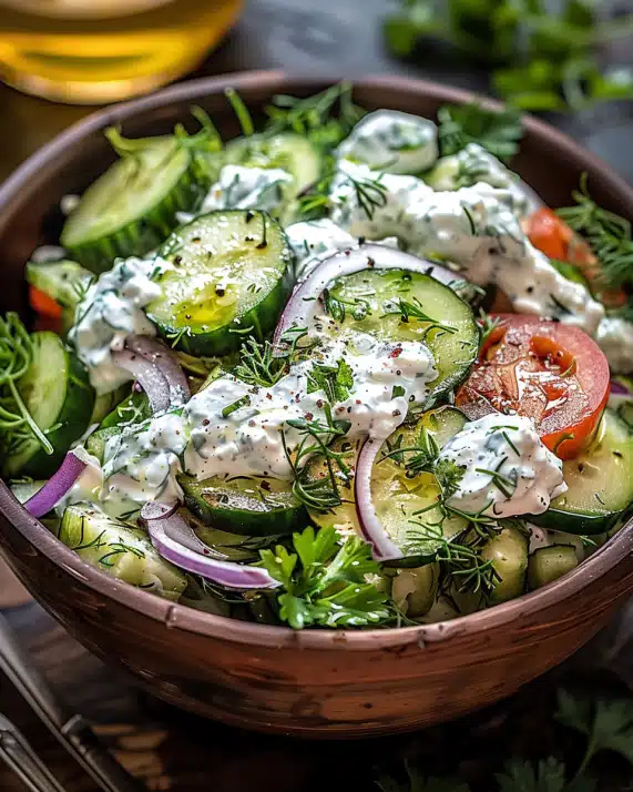 Mediterrane Köstlichkeit Tzatziki Hähnchensalat