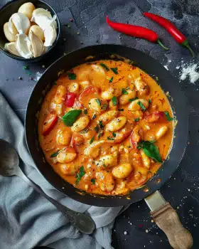 Paprika-Sahne-Hähnchen mit Gnocchi