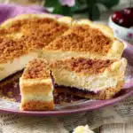 Saftiger Käsekuchen mit Kirschen und Streuseln