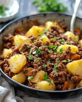 Hackfleisch mit Kartoffeln