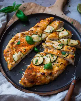 Hähnchenbrust in Frischkäsesoße mit Paprika und Zucchini aus dem Ofen