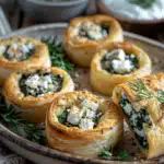 Herzhafte Blätterteig-Röllchen mit Spinat & Feta – Knusprig & würzig
