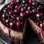 Dunkle Schokoladen-Kirsch-Käsekuchen