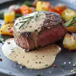 Rinderfilet mit Knoblauch-Dijon-Sahnesauce