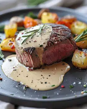 Rinderfilet mit Knoblauch-Dijon-Sahnesauce