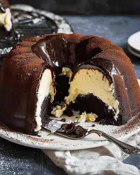 Schoko-Gugelhupf mit Cheesecakefüllung