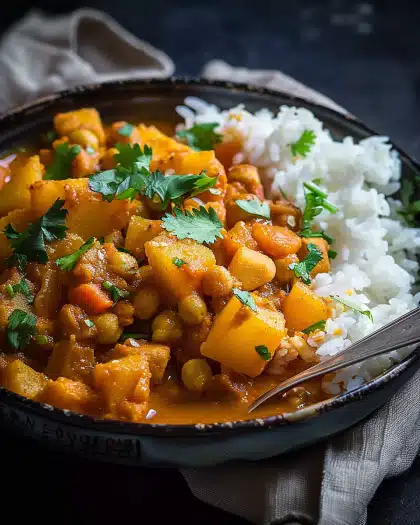 Curry aus Süßkartoffeln und Kichererbsen