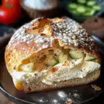 Heißer Schafskäse im Fladenbrot