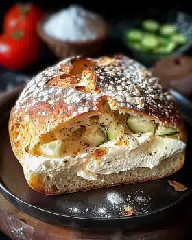 Heißer Schafskäse im Fladenbrot