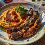 Gegrilltes Hähnchen mit Paprika-Hummus
