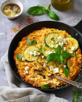 Zucchini-Reis-Pfanne mit Feta