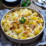 Spargelauflauf mit Kartoffeln und Schinken