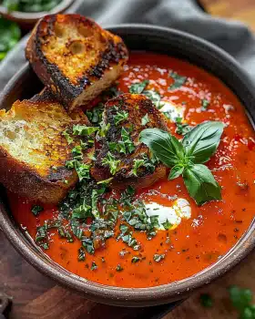 Warmes & Gemütliches Cremiges Tomaten-Basilikum-Suppe