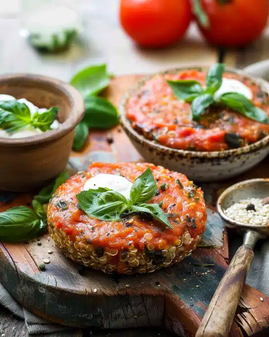 Quinoa-Buletten mit Tomaten-Dip