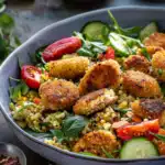 Chicken Nuggets mit Bulgur und frischem Gemüse – Knuspriger Genuss trifft gesunde Beilage