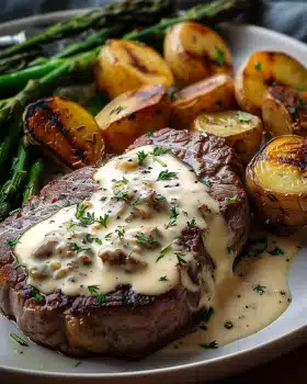 Knoblauch Parmesan Creme Steak