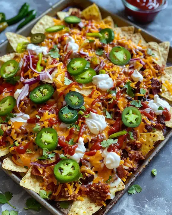 Loaded Nachos mit BBQ Hähnchen