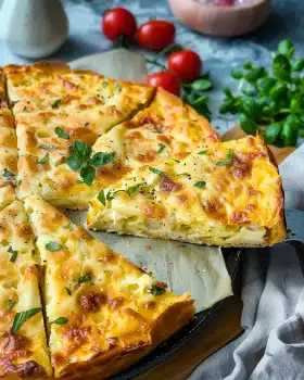 Herzhafter Ofenpfannkuchen mit Schinken und Käse